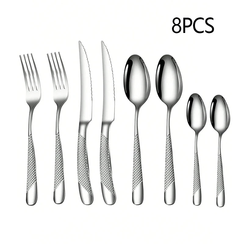 24-Piece Star Diamond Stainless Steel Cutlery Set – Serves 6 Flatware Cutlery Set Oasis Select 8pcs