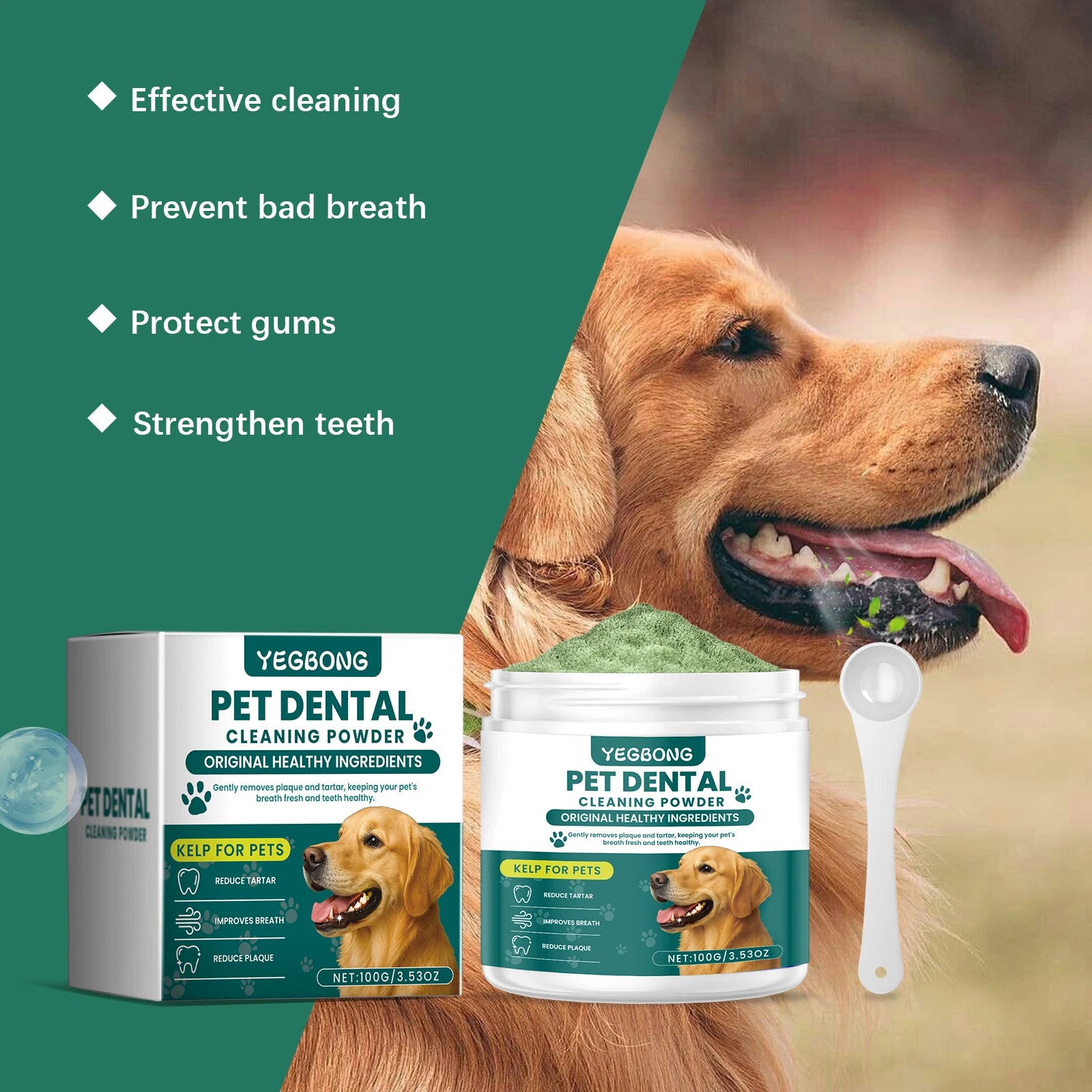 Pet Teeth Cleaning Powder for Dog Reduces Tartar and Calculus Protect Dog Oral Gum Health Freshen Breath Dog Cleaning Products Oasis Select