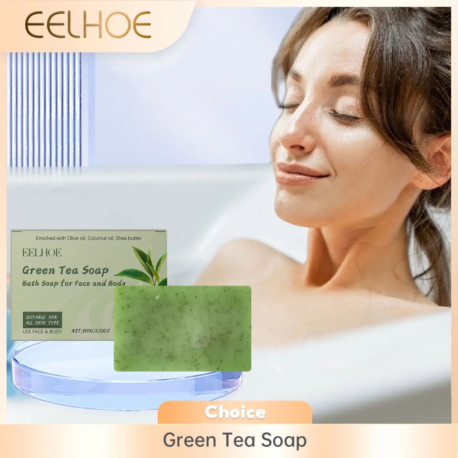Green Tea Soap Oil Control Reduce Dryness Remove Dead Skin Deep Cleansing Moisturizing Refreshing Anti Acne Smooth Bath Bar Soap Oasis Select