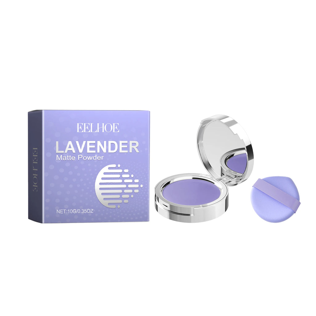 Lavender Matte Powder Oil Control Setting Powder Waterproof Smoothing Makeup Foundation Powder with Puff Loose Setting Powder Oasis Select 1Pcs 10g