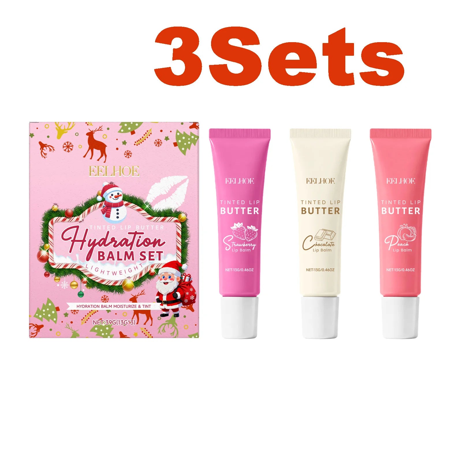 EELHOE Tinted Lip Balm Set – 3-Pack Moisturizing Gift Box Tinted Lip Balm Set Oasis Select 3 Sets