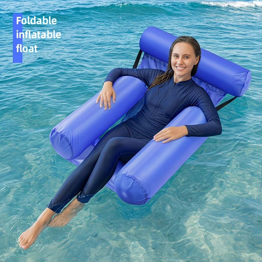 1pc Inflatable Swimming Hammock, Floating Lounge Chair Air Mattress for Pool, Adult Water Float Mat Toy Floating Island, Pool Oasis Select
