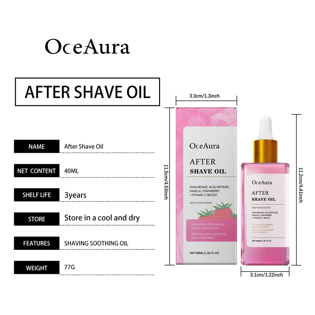 Oceaura Strawberry Scent Hair Removal Soothing Oil Nourishing Lightweight Non-Greasy Fast-Absorbing Maintain Smooth Body Oil Oasis Select