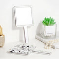 Square Handheld Makeup Mirror Liquid Shape Vanity Mirror With Handle Hand Mirror Spa Salon Compact Mirrors For Eyelash Extension Oasis Select Silver-9x16 cm