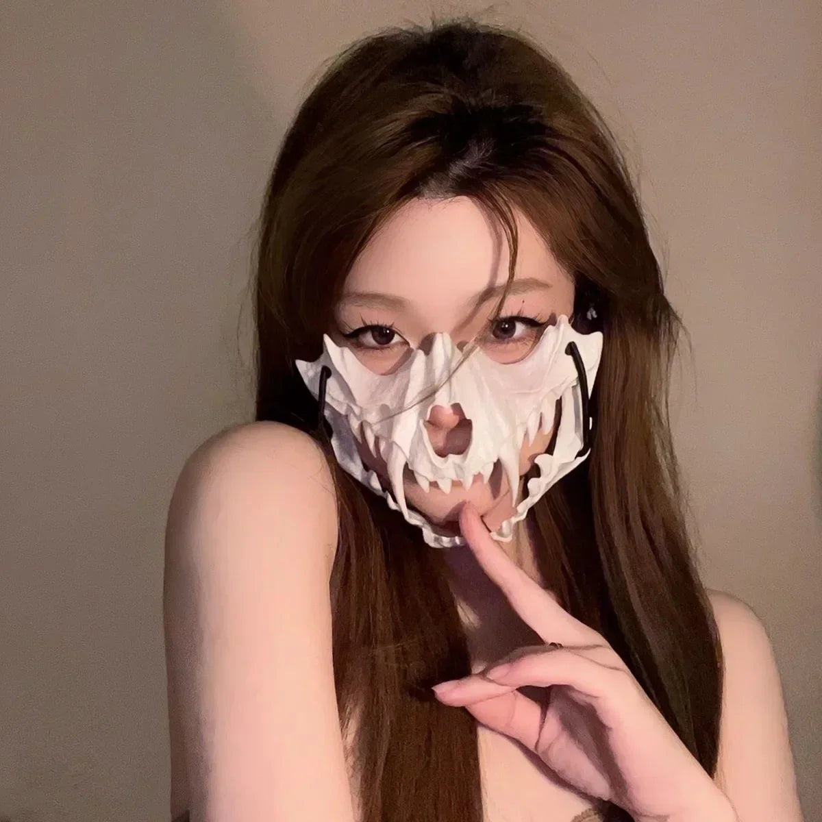 Neo-Gothic Style Halloween Half Face Mask Mesh Mask Popular Ornaments for Men Women Fancy Dress Ball Secondary Yuan Oasis Select C1