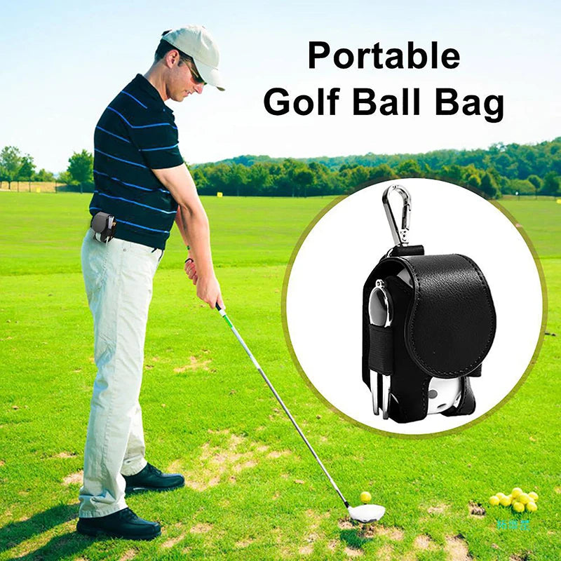 1pc Mini Golf Double Ball Bag PU Small Waist Pouch Holder for Golf Balls and Tees Accessory Oasis Select