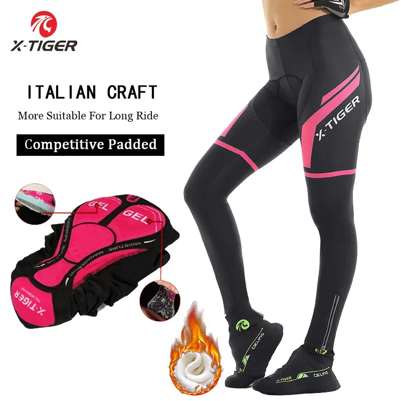 X-Tiger Pro Women's Shockproof Cycling Pants Winter Warm MTB Mountain Bicycle Cycling Tights Ciclismo Pantalones Oasis Select