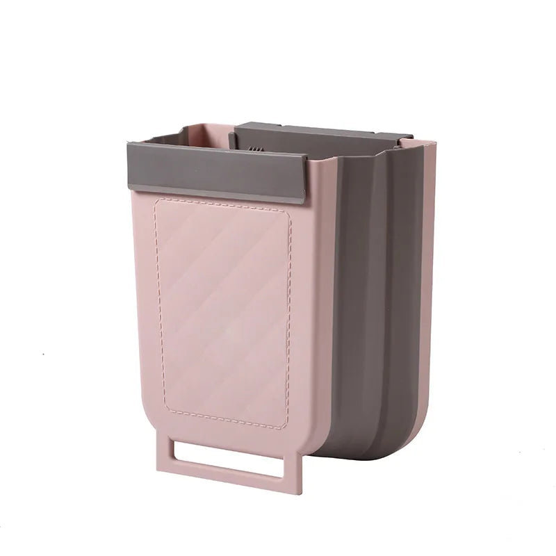 1 Pcs Trash Can, Hanging Telescopic Trash Can,Folding Cabinet Door Sorting Multifunctional Trash Can Suitable for Kitchen Car Oasis Select Pink