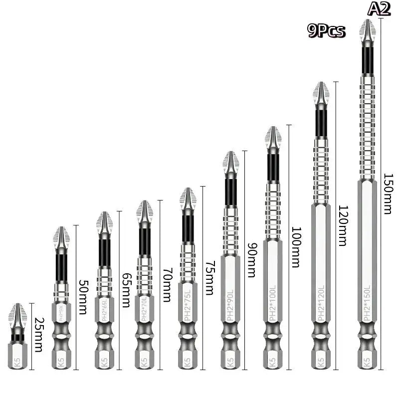 K5 Strong Magnetic Screwdriver High Hardness Bits Set Anti-Slip S2 Standard Non-slip Cross Head Electric Screwdriver Set Oasis Select A2