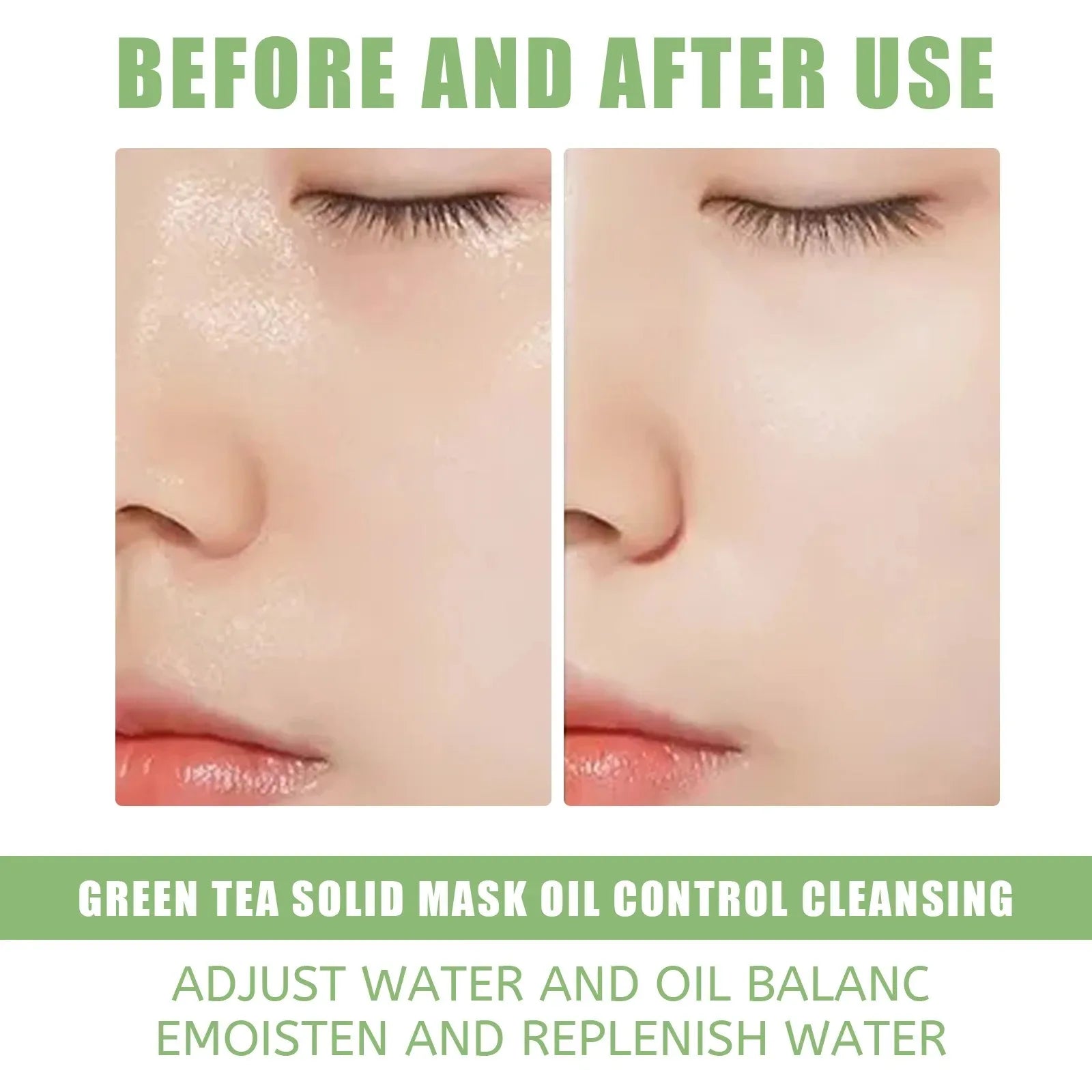 Face Clean Mask Green Tea Stick Deep Cleansing Mud Film Oil Control Remove Blackheads Pores Shrink Beauty Skin Set for Travel Oasis Select