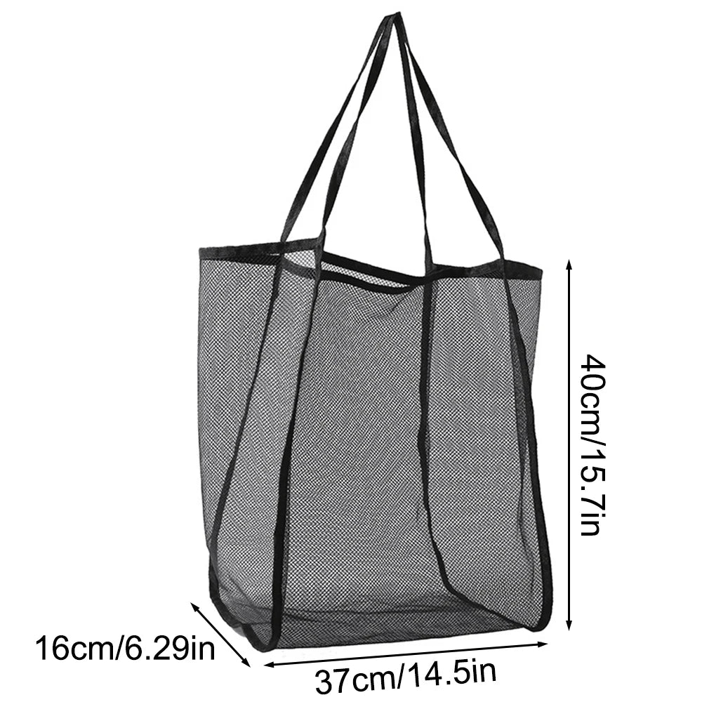 Transparent Mesh Beach Bag – Lightweight Large Capacity Tote