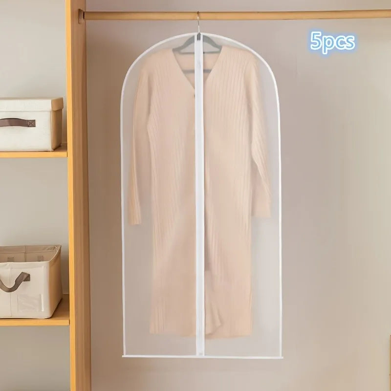 5pcs Transparent Thickened Garment Protection Bags Home Wardrobe Clothes Storage and Protective Bags Suit and Coat Hanging Bags Oasis Select 5pcs 120cm