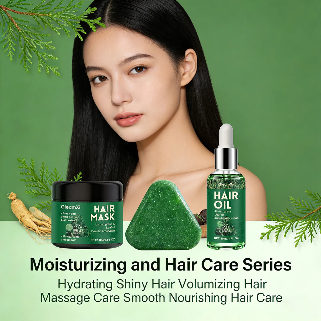 Usman Grass Leaf Hair Oil for Oil Control and Itch Relief Fluffy Hair Shampoo Soap Nourishing Scalp Moisturizing Fresh Hair Mask Oasis Select