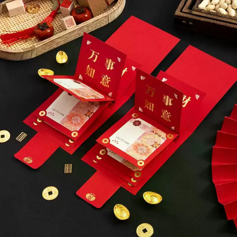 2026 New Year's Red Envelope Best Good Luck In Year Of The Horse Creative Durable Pulling Red Envelopes 6/10 Slots 1Pcs Oasis Select