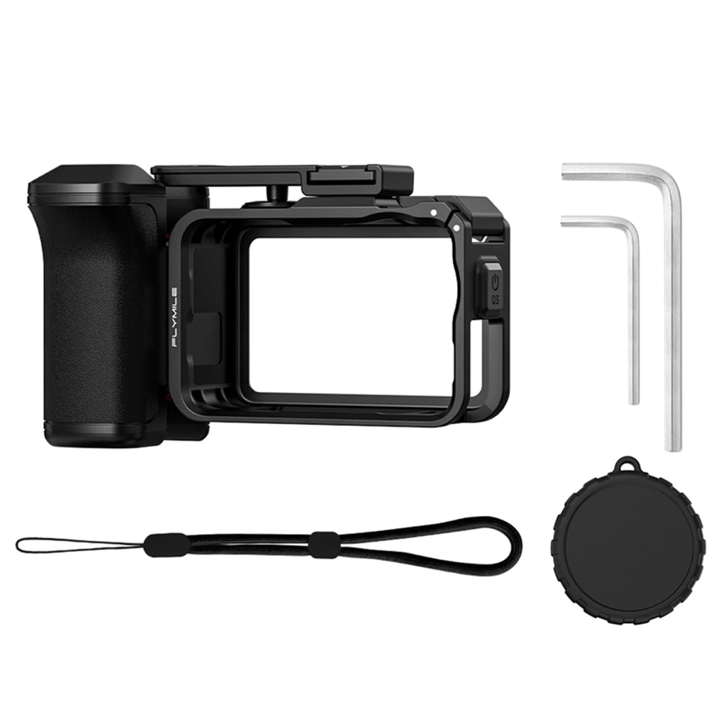 Handle Holder Expansion Mount with Cage Camera Grip Holder with Shutter Button Quick Release Cold Shoe for DJI OSMO Action 6 Oasis Select Grip and Cage China Mainland