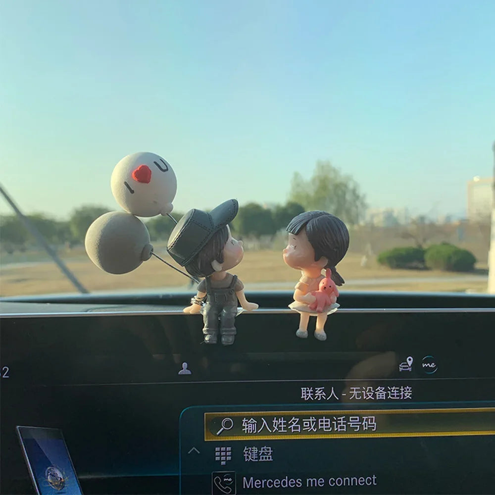 Cute Cartoon Couples Action Figure Figurines Balloon Ornament Desktop Home Decoration Auto Interior Dashboard Decor Oasis Select