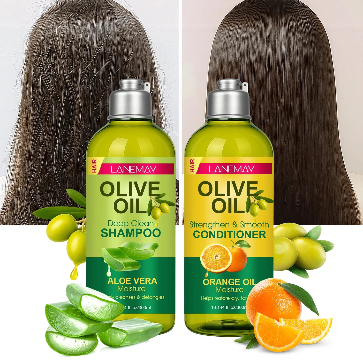 Olive Oil Shampoo & Conditioner Set | Aloe Vera & Orange Oil Shampoo & Conditioner Set Oasis Select