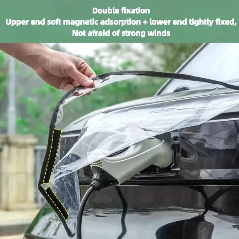 1pc EV Charger Port Rainproof Protector Cover, Magnetic Electric Car Charger Plug Cover, Outdoor Waterproof Durable, Transparent Oasis Select