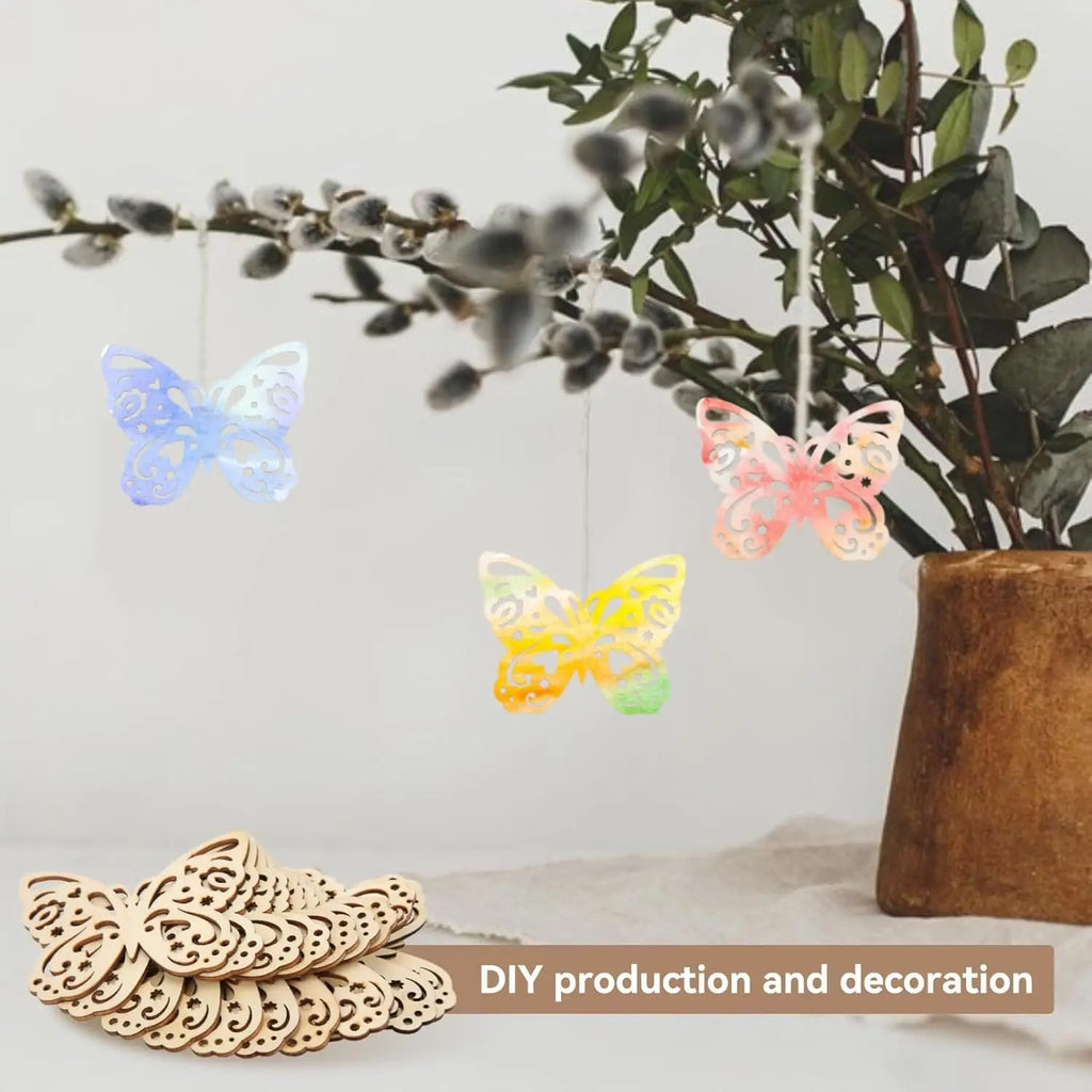 10pc Unfinished Wooden Butterfly Cutouts for DIY Crafts & Decor