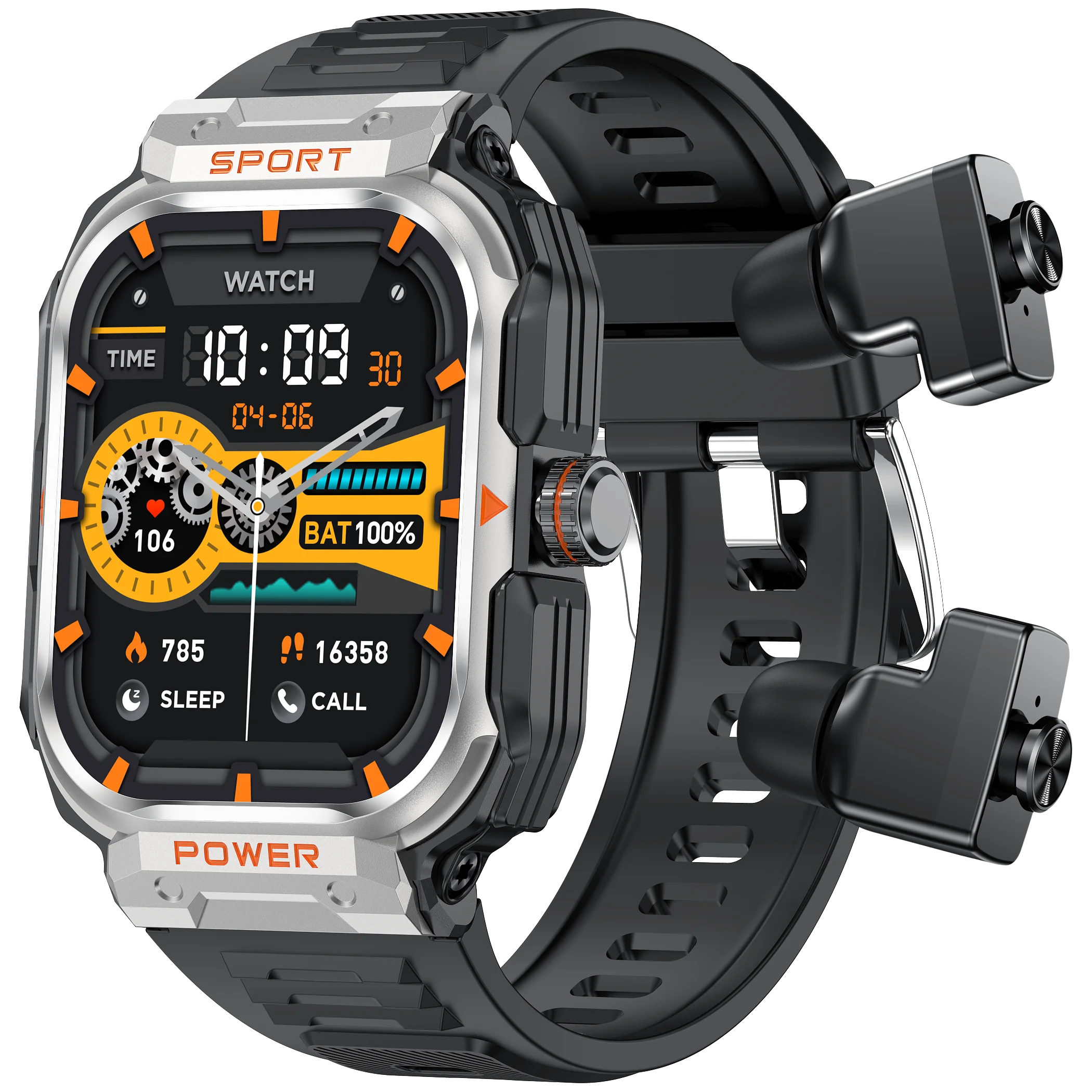 2-in-1 Smartwatch & Headphones 2.01" HD NFC Bluetooth 5.2