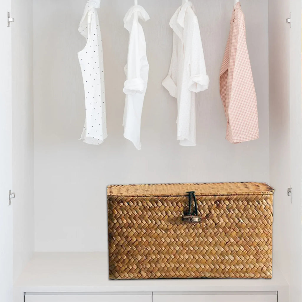 Partitioned Storage Box, Handcrafted Woven Storage Basket, Rectangular Vintage Shelf, for Home Organization Storage Containers Oasis Select