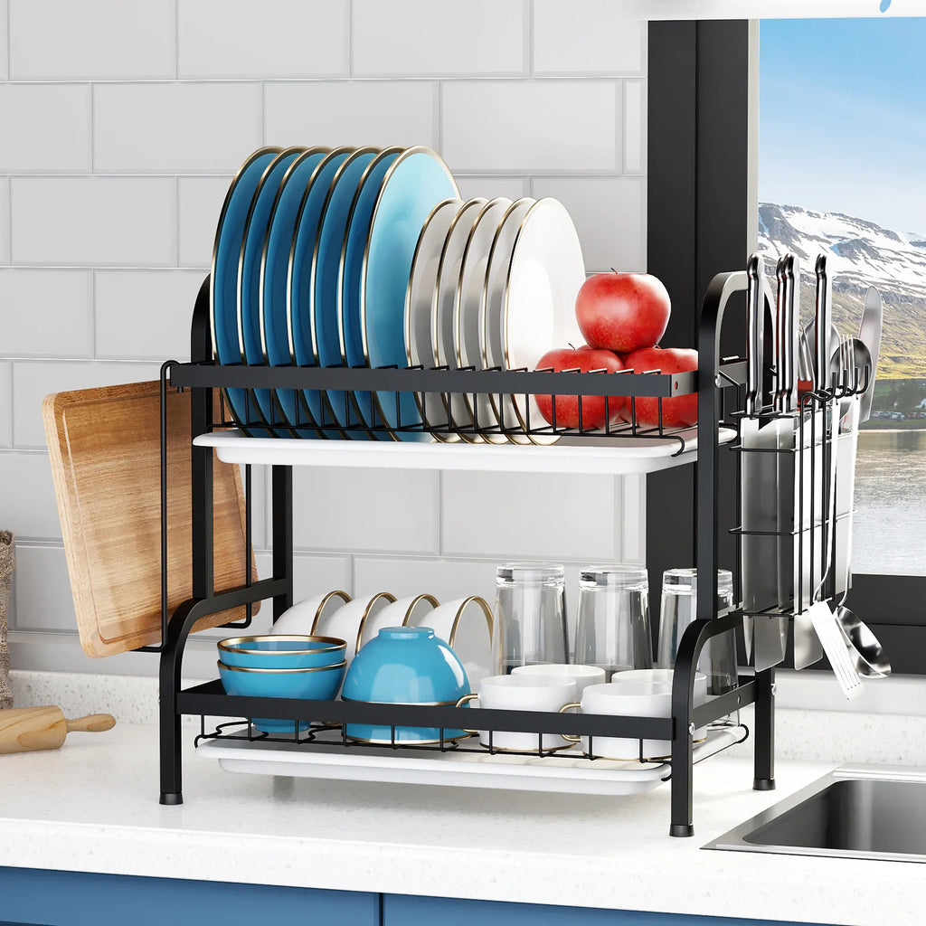 Kitchen Shelf Dishes Storage Rack Drain Rack Household Multifunctional Bowl Rack Tableware Storage Box Cupboard Oasis Select