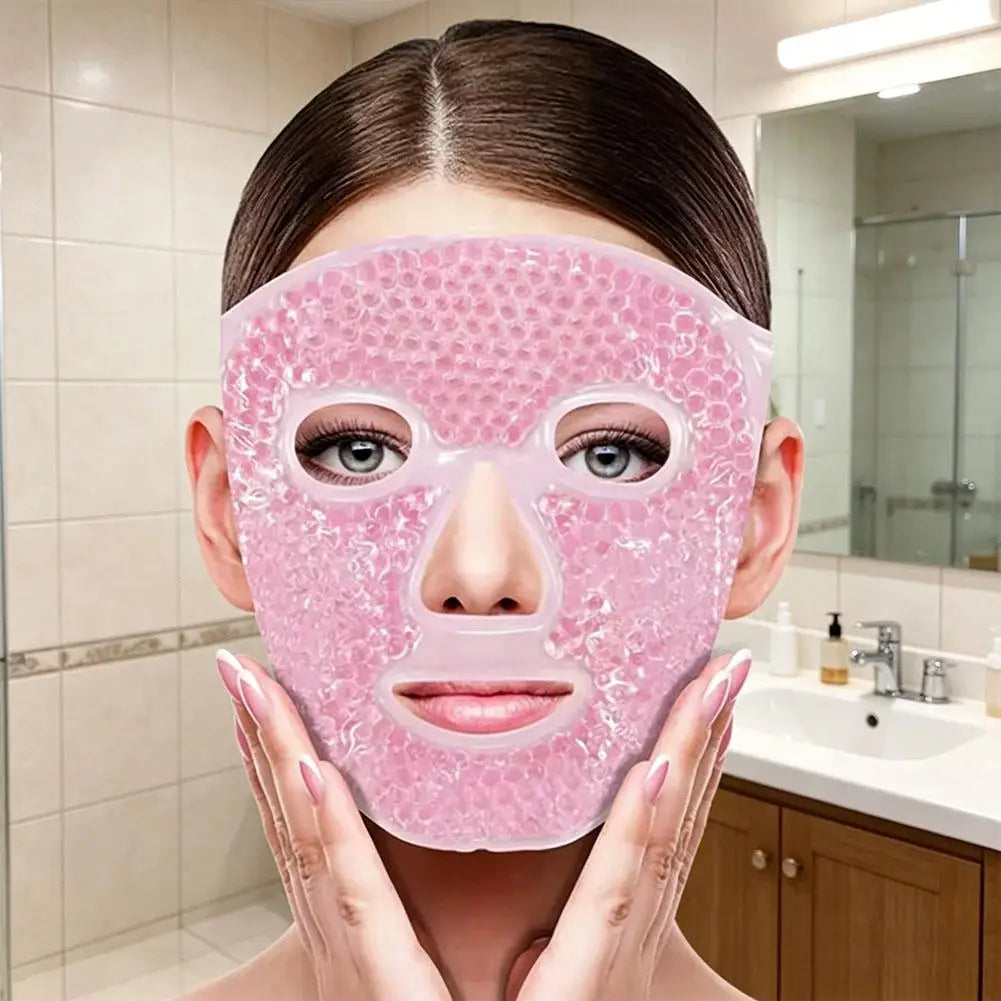 Ice Cold and Hot Heat Full Face Eye Mask New SPA Gel Beads Compress For Dark Circles Puffiness For Women Man Skin Care Tools Oasis Select