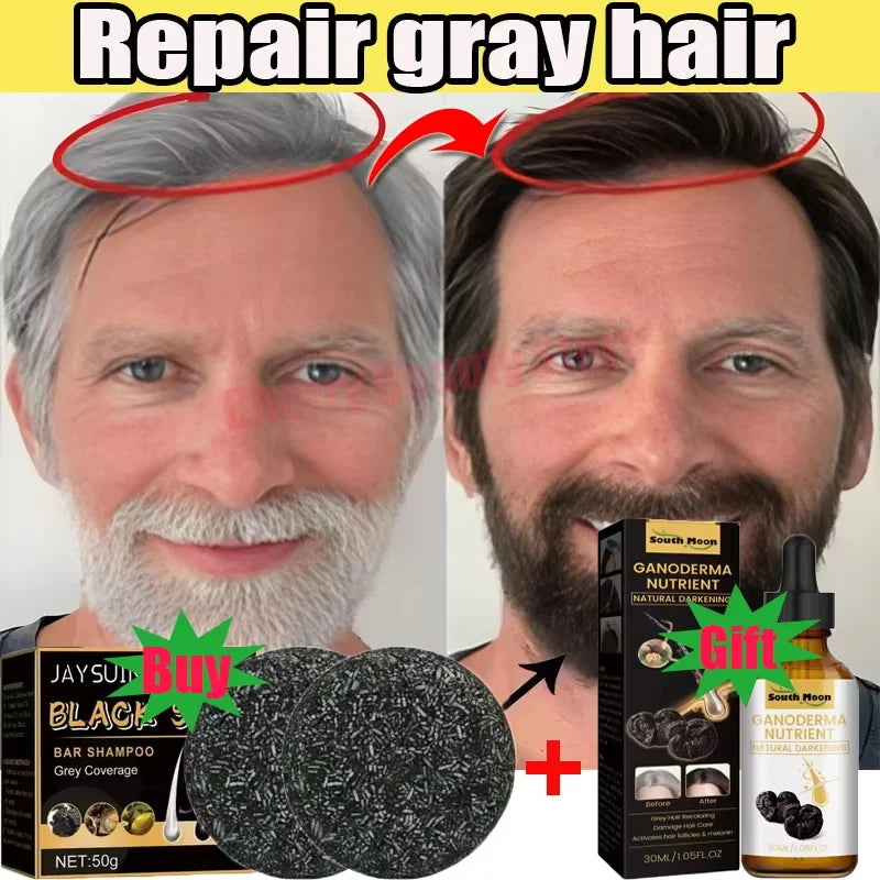 Herbal Gray to Black Hair Darkening Shampoo Bar | Jaysuing Hair Color Shampoo Bar Oasis Select