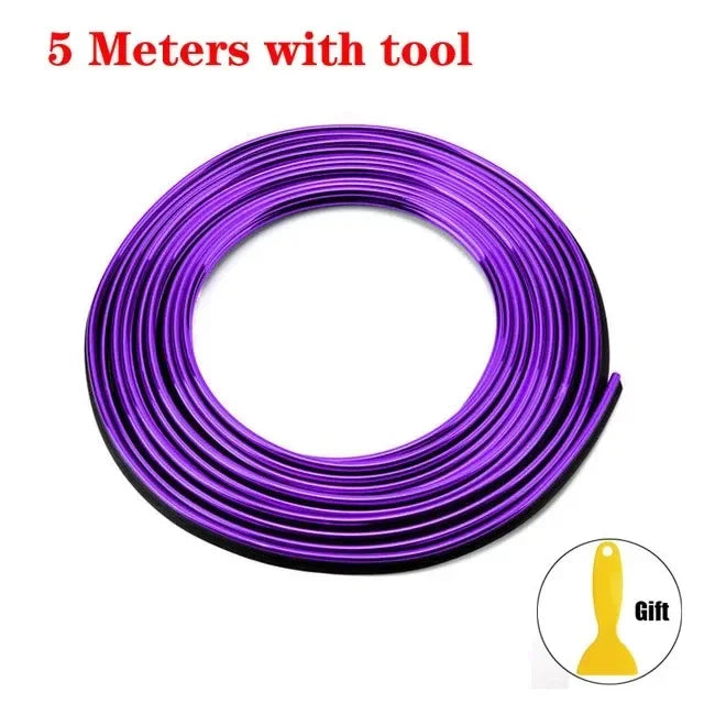 Car interior trim strips universal car gap fillers automobile molding line decorative accessories DIY flexible strip garnish Oasis Select 5M purple 2pcs