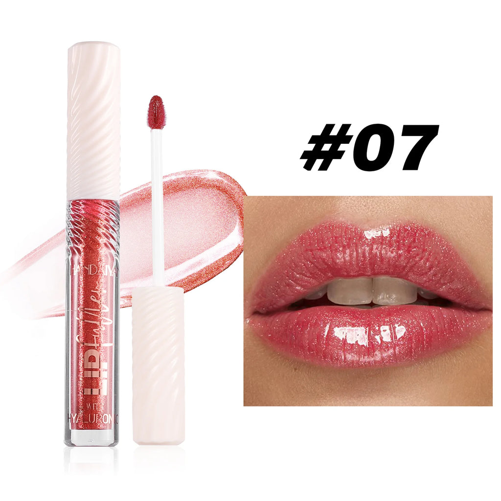 HANDAIYAN 8 Color Mirror Lip Gloss with Hyaluronic Acid Hydrating Moisturizing Pearl Infused Glossy Lipstick for Plump Lips Oasis Select 07