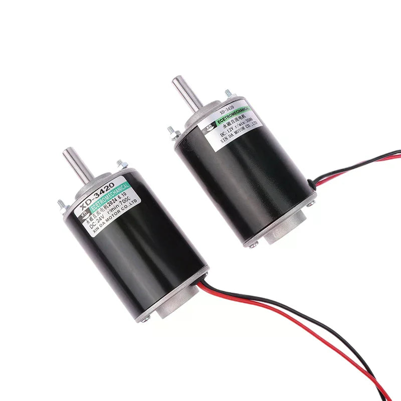 30W 12V-3500Rpm / 24V-7000Rpm 3420 DC High Speed Motor Speed Adjustable CW CCW Threaded Shaft Motor Miniature DC Small Motor Oasis Select