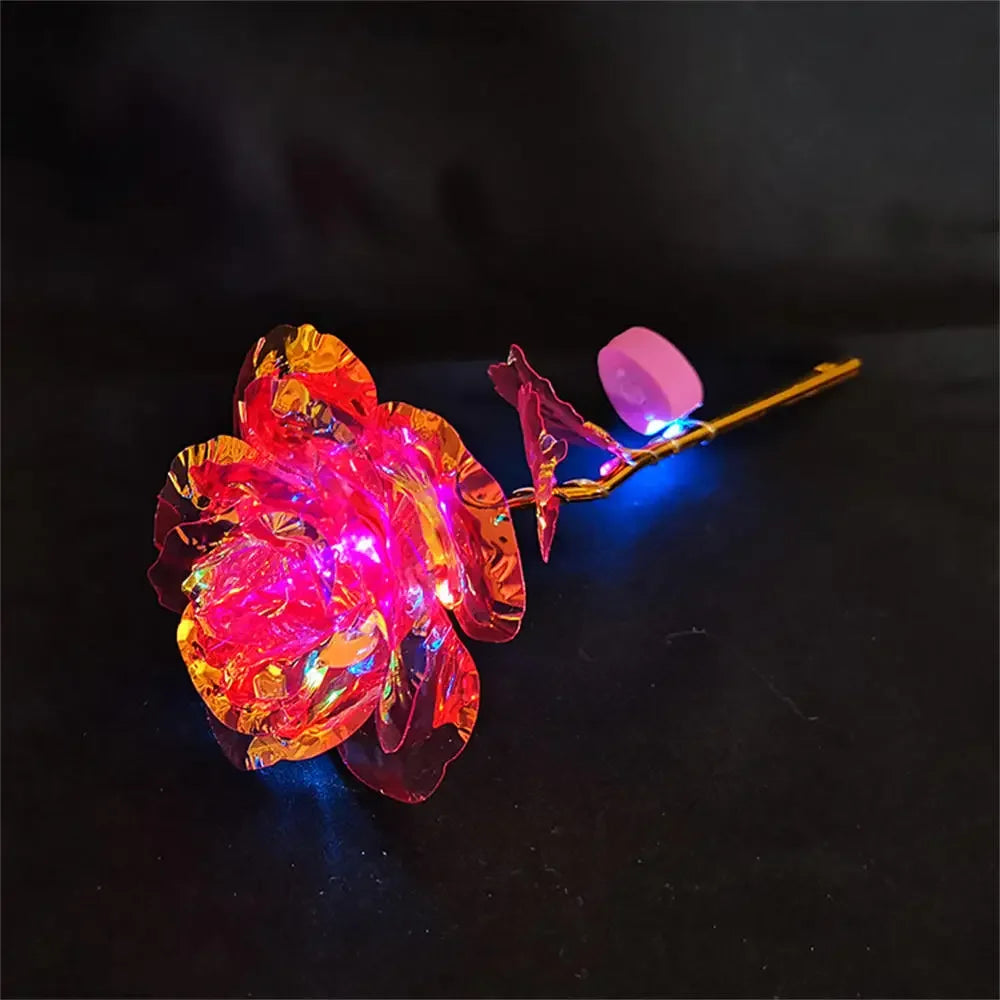 LED Glowing Rose Simulation Flower With String Lights For Christmas Anniversary Birthday Valentine's Day Gift Artificial Flower Oasis Select Colorful pink