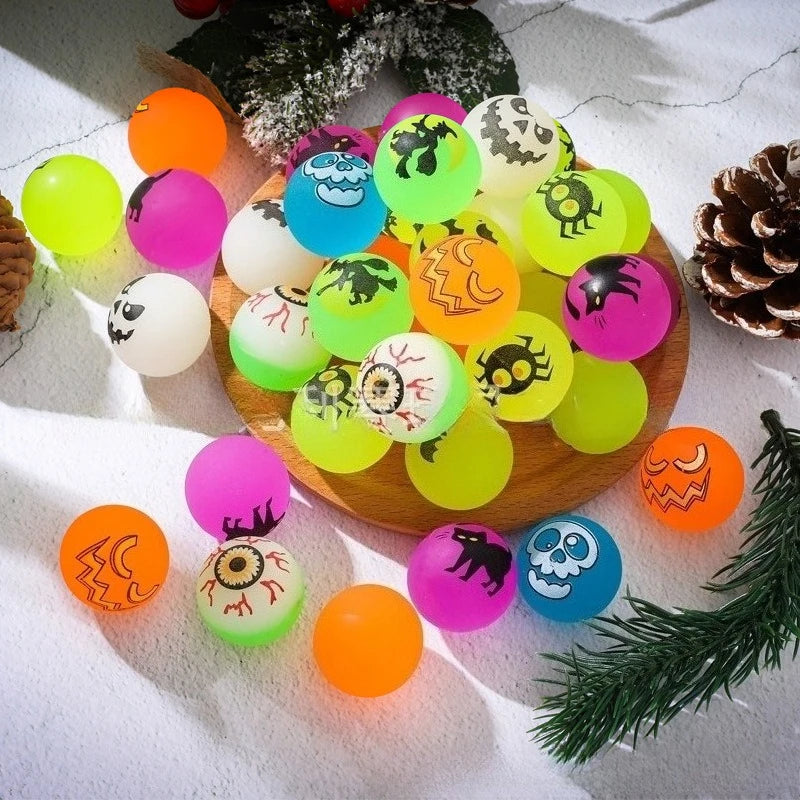 10Pcs Halloween Luminous Bouncy Ball Pumpkin Witch Rubber Ball Toys for Kids Birthday Party Favos Halloween Party Decoration Oasis Select