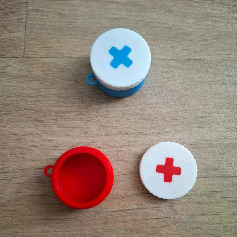 Mini Sliding Pill Box With Keychain Capsule Cross Symbols Portable Plastic Medicine Case Pill Holder Daily Use Emergencies Oasis Select