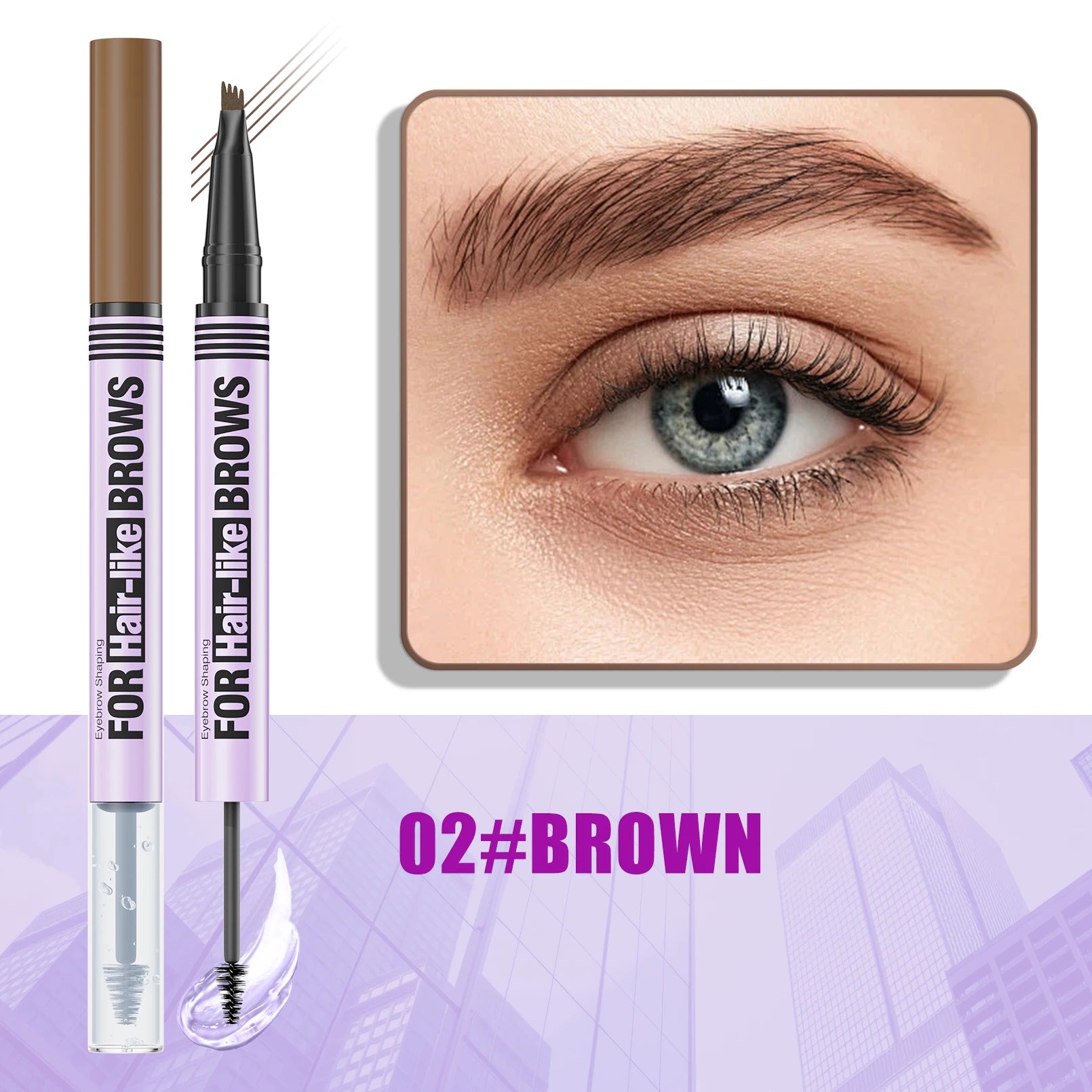 Hello Kiss 2-in-1 Waterproof Eyebrow Pencil & Gel – Four-Claw Brow