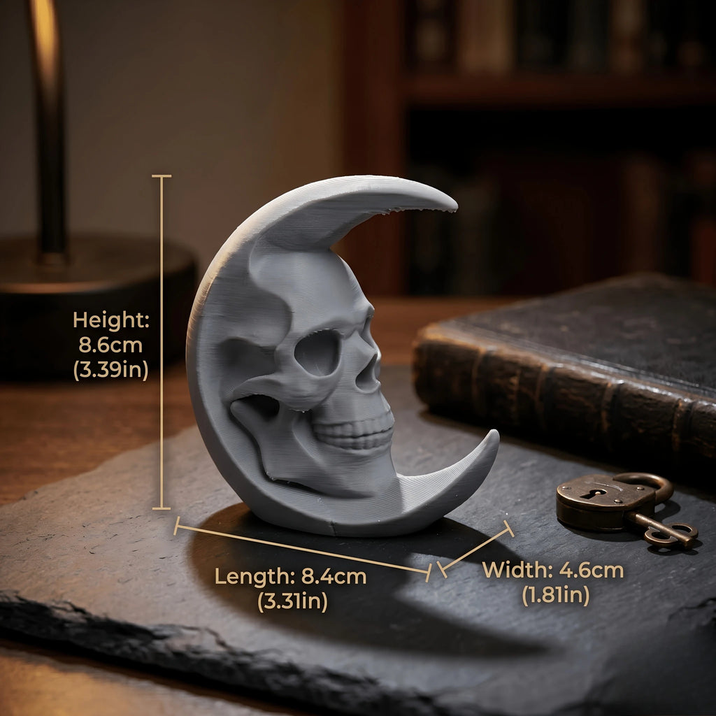Retro Crescent Moon Skull Figurine Gothic Style Desk Ornament Mystical Skull Moon Meditation Statue Home Office Altar Decor Gift Oasis Select Moon Skeleton1 8.6x8.4x3.3cm