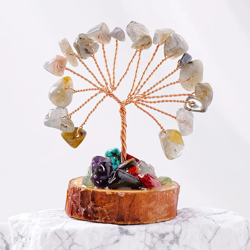 Lucky Mini Tree Natural Crystal Wire Winding Amethyst Citrine Gravel Home Office Feng Shui Decoration Crafts Money Trees Gifts Oasis Select 9