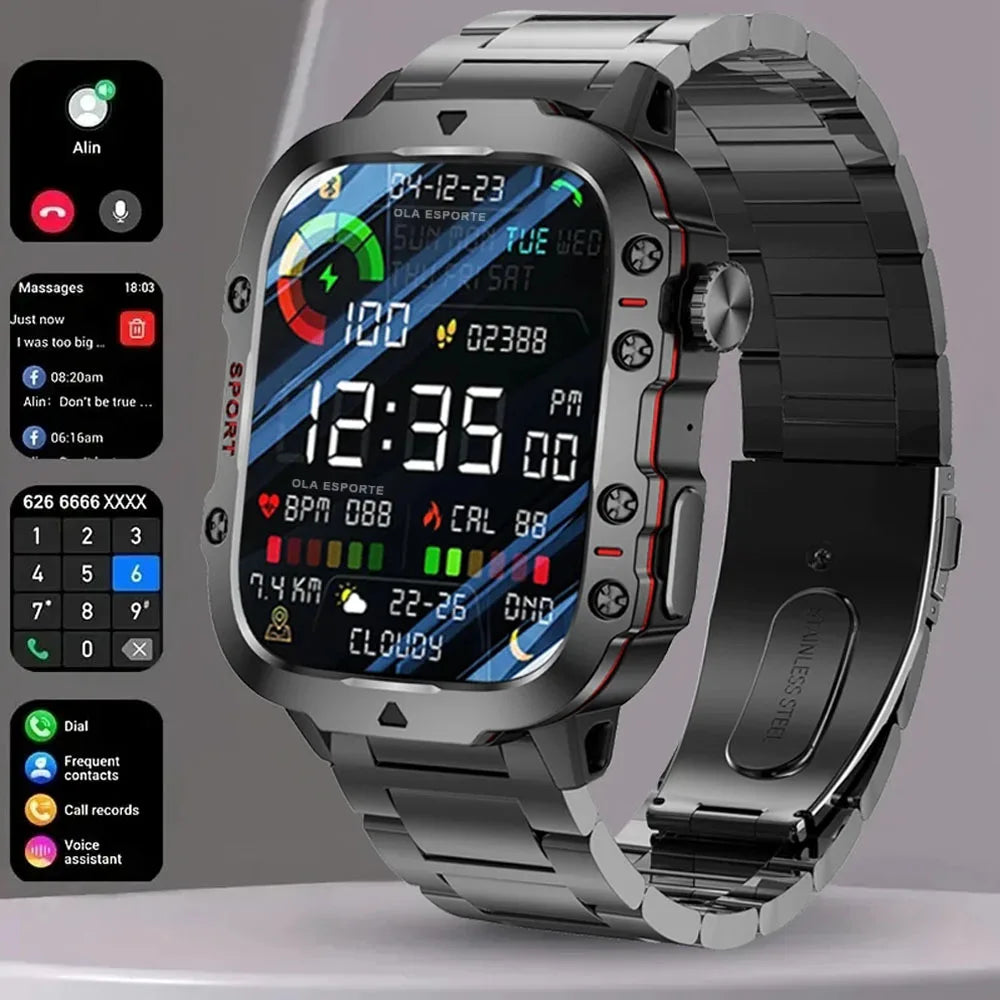 Military Smart Watch Men – GPS, Bluetooth Calls & Fitness Tracker