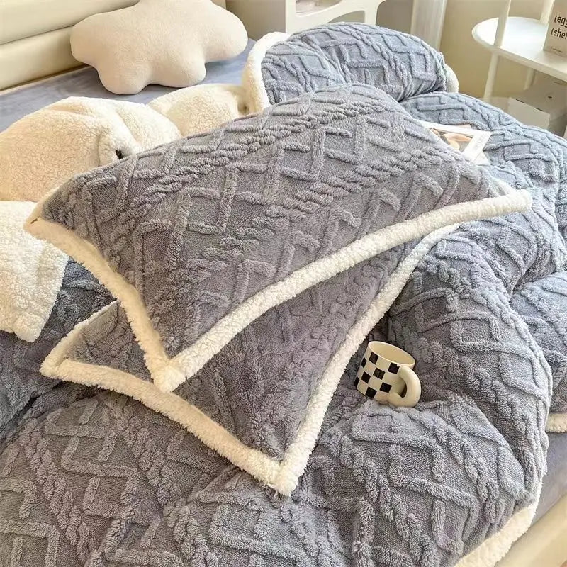 2pcs Warm Winter Stripe Soft Velvet Pillow Cases Skin-friendly 48x74cm Dual-sided Pillowcases Pillow Cover Cushion Cover Bedding Oasis Select fog blue 48x74cm 2pcs cover