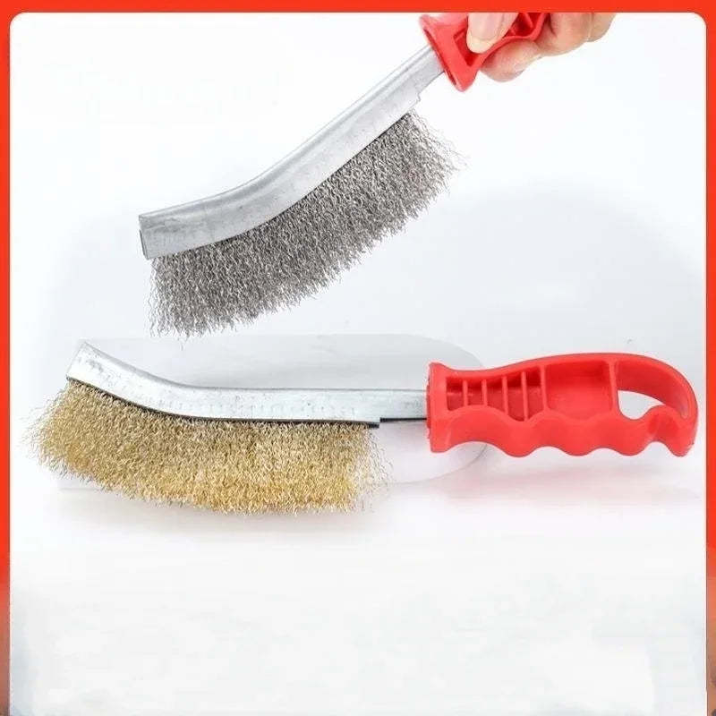 1pc Wire Brushe Brass Plated Steel Wire Stainless Steel Wire Brush Grill Cleaner BBQ Grill Steel Wire Brush Cleaning Tools Oasis Select
