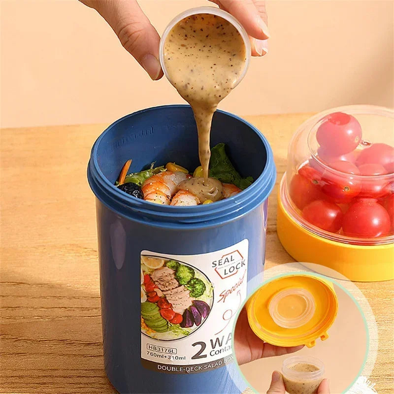 Portable Salad Cups Container Plastic with Lid and Fork Overnight cup Breakfast Oatmeal Cereal Nut Yogurt Cup School Lunch Box Oasis Select