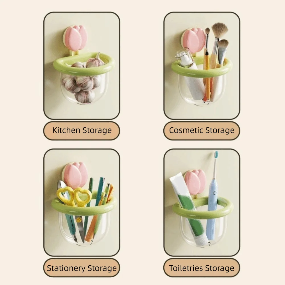 Tulip Wall-Mounted Suction Cup Storage Basket | BPA-Free