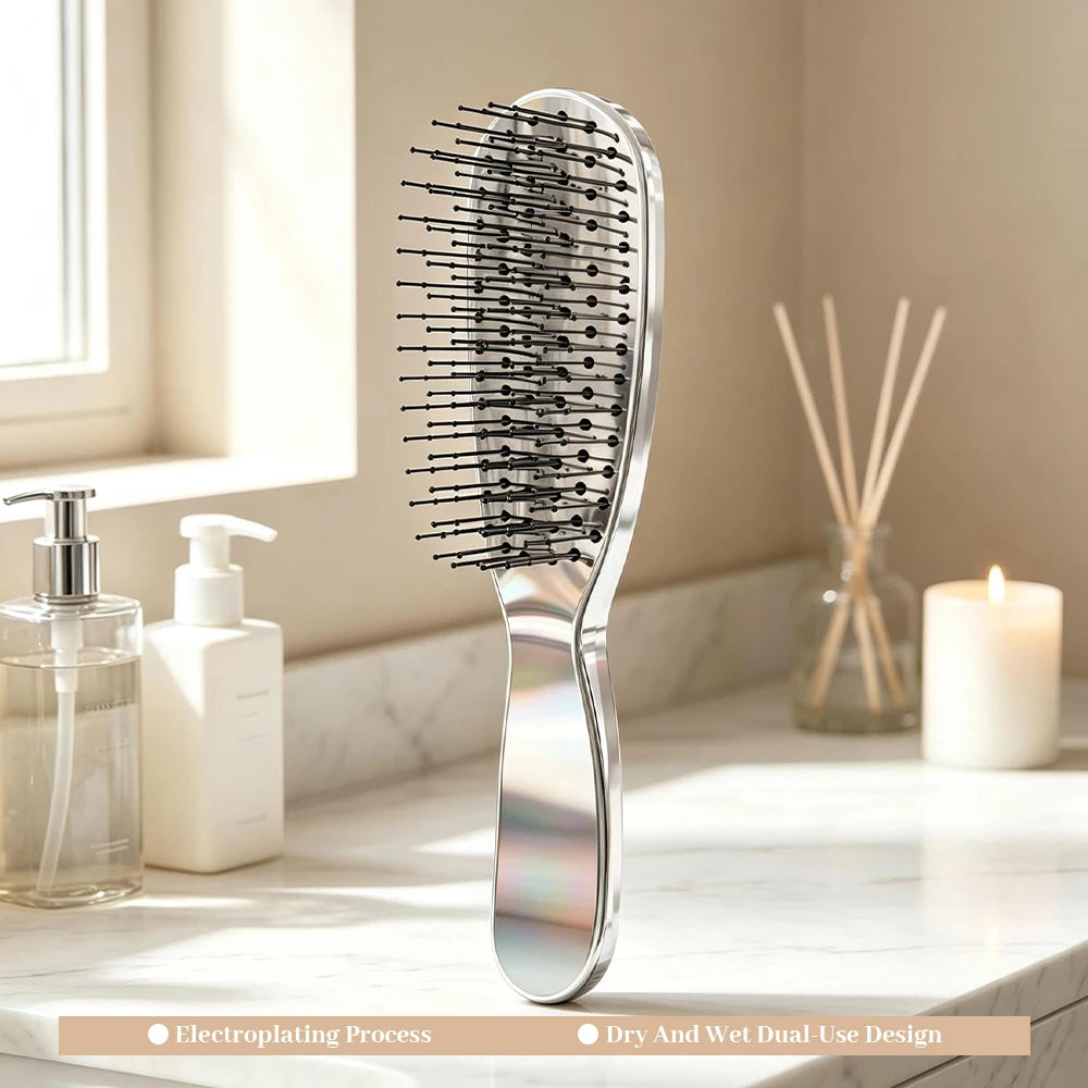 Rose Gold Scalp Massage Brush – Detangling Shampoo Comb Scalp Massage Brush Oasis Select M228-Silver