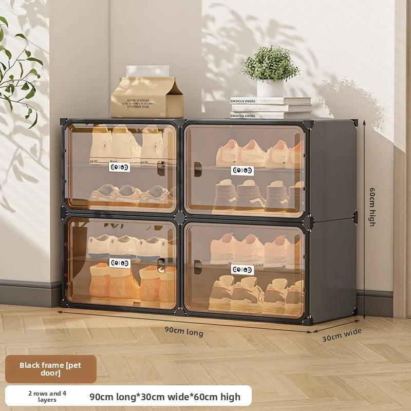 Multi-functional Simple Shoe Rack Plastic Household Indoor Door, Dustproof Storage At The Entrance, Transparent Shoe Cabinet Oasis Select 2-4A
