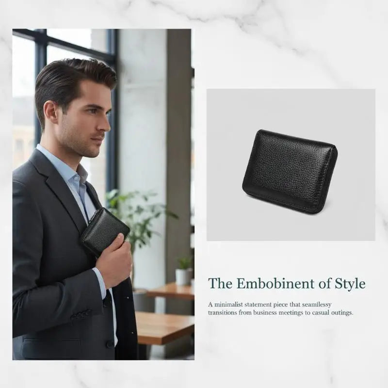 PU Leather Zipper Card Wallet – Multi-Slot Coin Purse Unisex