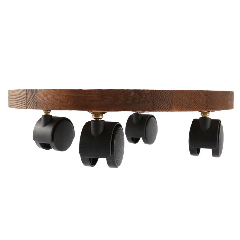 25Cm Wood Flower Pot Removable Tray Plant Holder Stand Base With Wheels Planter Flowers Pot Mover Trolley Plate Oasis Select