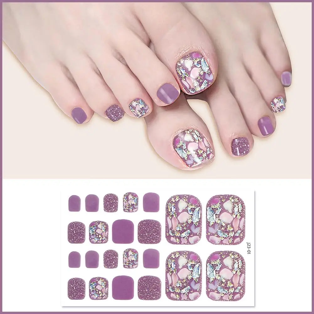 22-Pc Glitter Toe Nail Stickers – French Toenail Wraps Nail Art Stickers Oasis Select 01