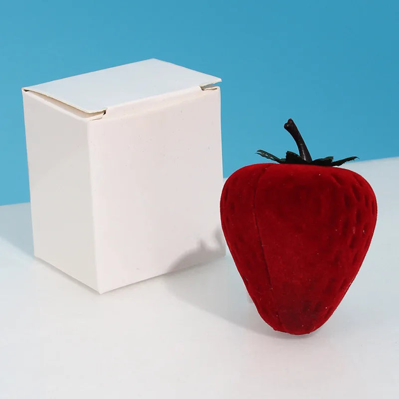 Strawberry Ring Box Children's Cute Jewelry Box Flocking Storage Box Jewelry Organizer Oasis Select Cute strawberry ring