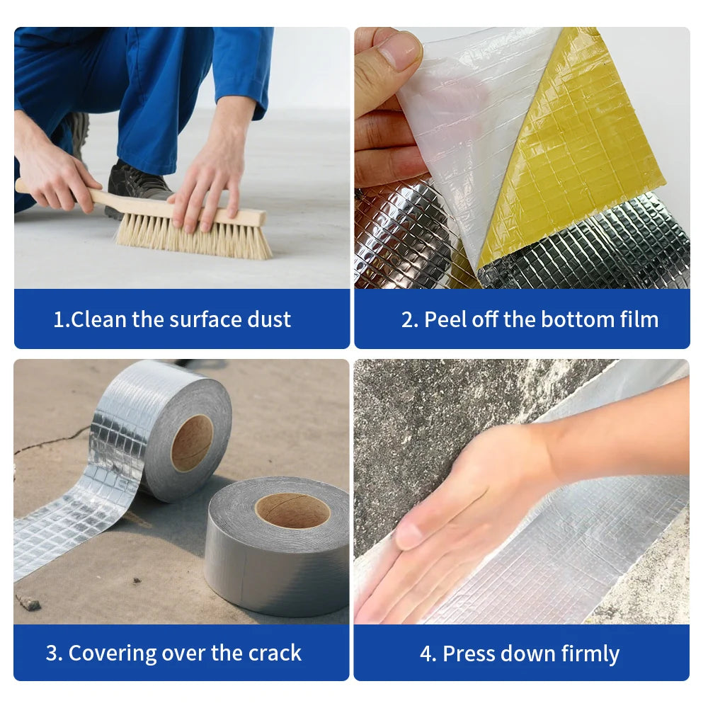 Waterproof Tape High Temperature Resistance Aluminum Foil Thicken Butyl Tape Wall Pool Roof Crack Duct Repair Sealed Self Tape Oasis Select