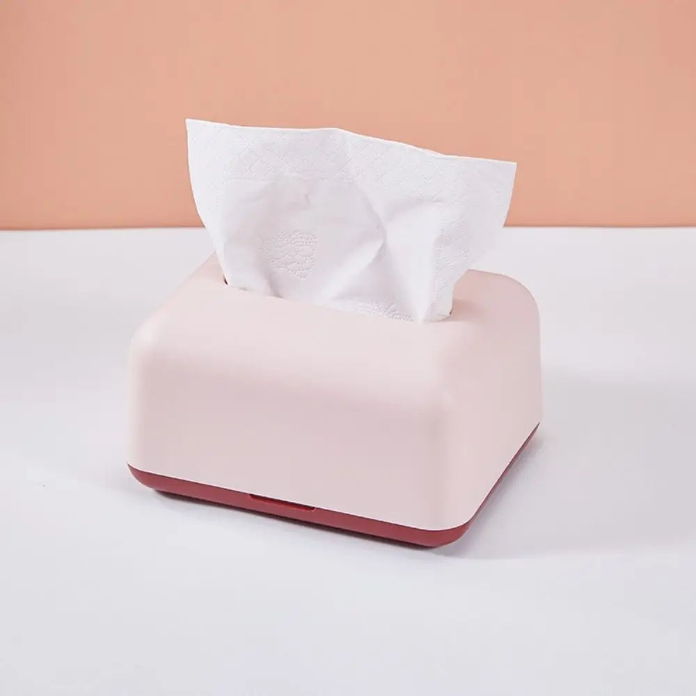 Simplicity Solid Color Napkin Holder Plastic Large Storage Tissue Case Fashion Car Tissue Box High Quality Paper Towel Box Oasis Select Light Pink